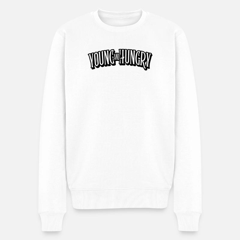 young and hungry - Männer Premium Bio Pullover - Weiß