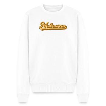 Melbourne Gold Retro Schrift - Männer Premium Bio Pullover - Weiß - Vorne - Thijin (182cm)