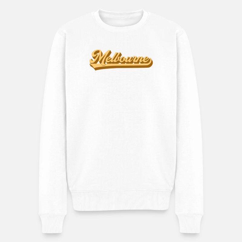 Melbourne Gold Retro Schrift - Männer Premium Bio Pullover - Weiß