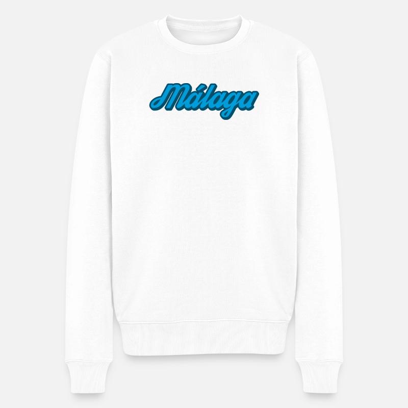 Málaga Küsten Script Blau - Männer Premium Bio Pullover - Weiß