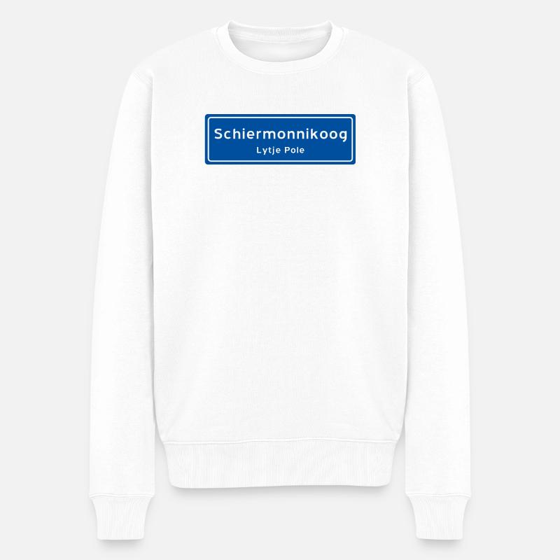 Ortsschild Schiermonnikoog - Männer Premium Bio Pullover - Weiß