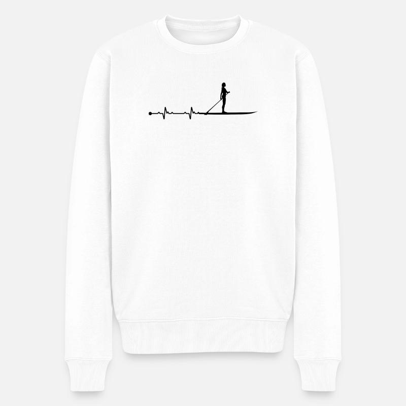 Herzschlag-Paddel - Männer Premium Bio Pullover - Weiß