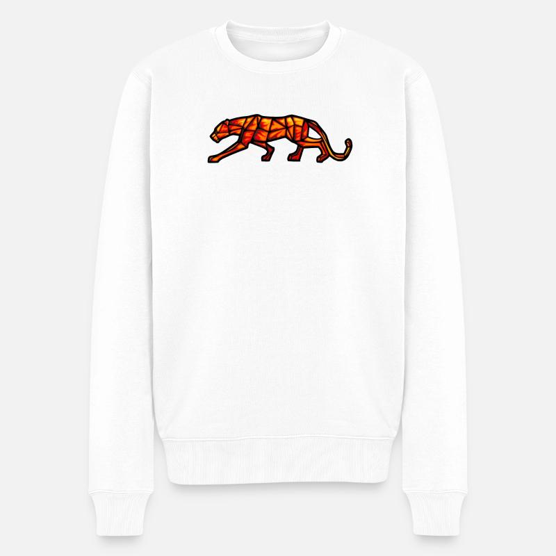 Geometrisches Design des Pantherfeuers - Männer Premium Bio Pullover - Weiß
