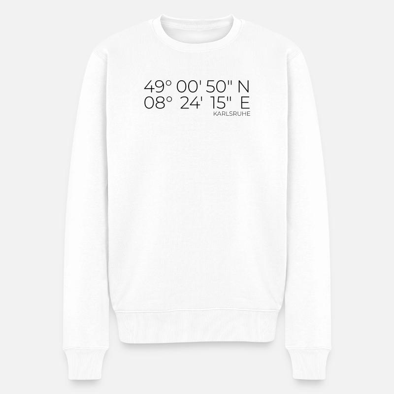 Koordinaten Karlsruhe - Männer Premium Bio Pullover - Weiß