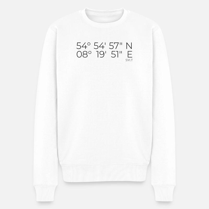 Koordinaten Sylt - Männer Premium Bio Pullover - Weiß