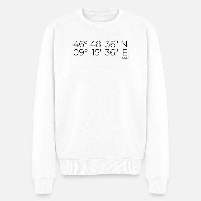 Koordinaten Laax Graubünden Schweiz - Männer Premium Bio Pullover - Weiß