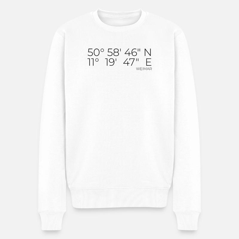 Koordinaten Weimar - Männer Premium Bio Pullover - Weiß