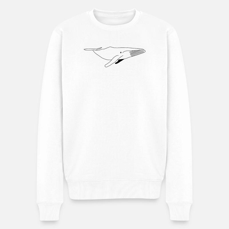 Wal - schwarweiß Grafik - Männer Premium Bio Pullover - Weiß