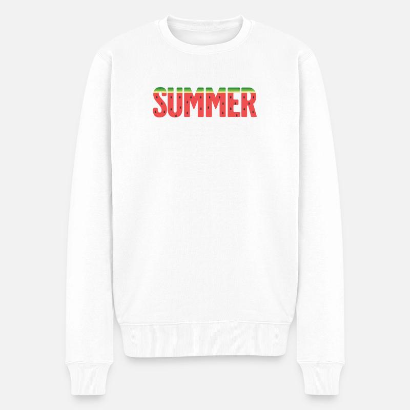SUMMER – Lettrage Pastèque Frais - Pull Premium bio Homme - blanc