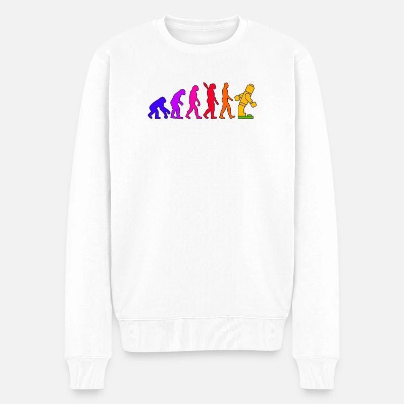 Clamping Brick Evolution Humanity Studded Brick - Men's Premium Organic Jumper - white