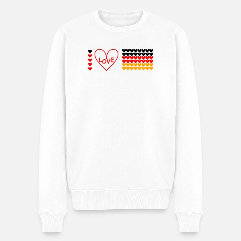 I love Deutschland - Männer Premium Bio Pullover - Weiß