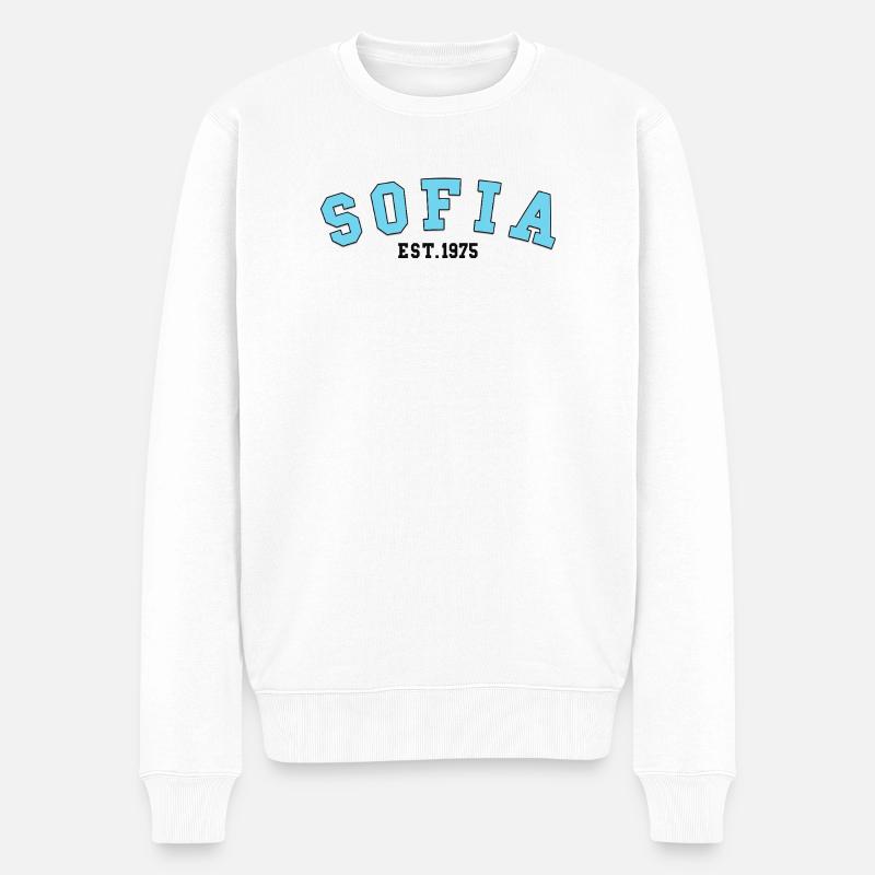 Sofia_Est_1975 - Männer Premium Bio Pullover - Weiß