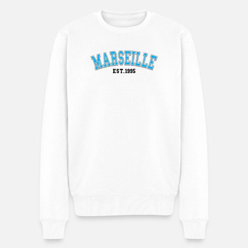 Marseille Est.1995 - Männer Premium Bio Pullover - Weiß