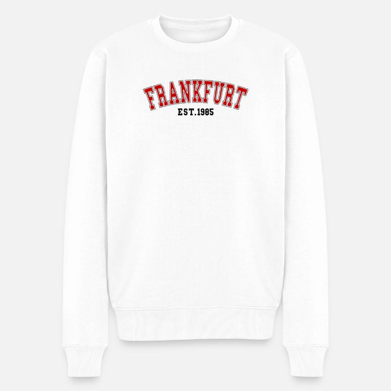 Frankfurt Est.1985 - Männer Premium Bio Pullover - Weiß