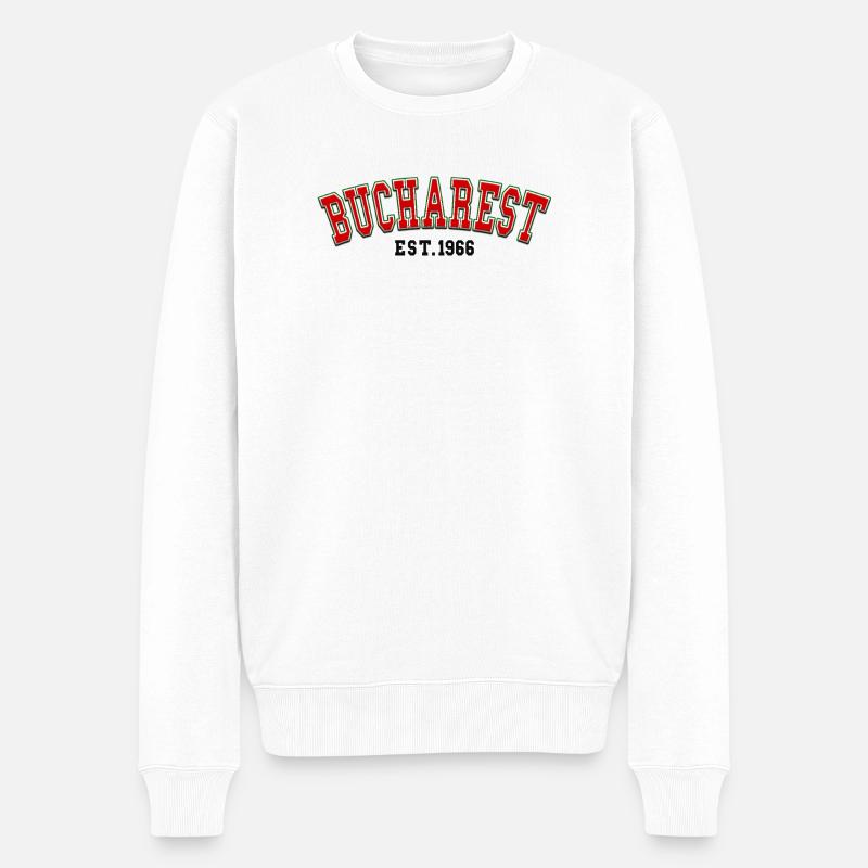 Bukarest Est. 1966 - Männer Premium Bio Pullover - Weiß