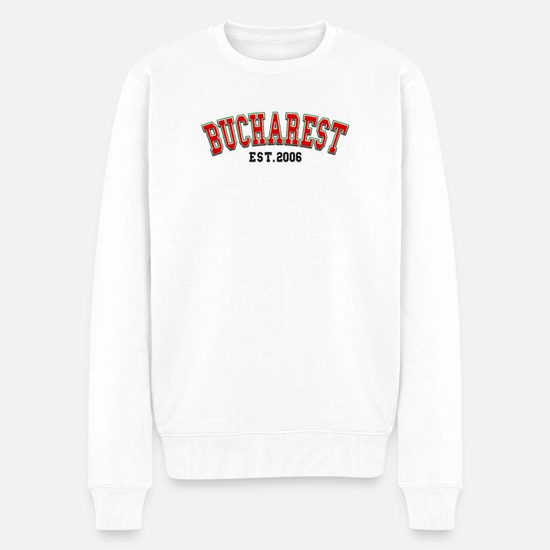 Bukarest, Est. 2006 - Männer Premium Bio Pullover - Weiß