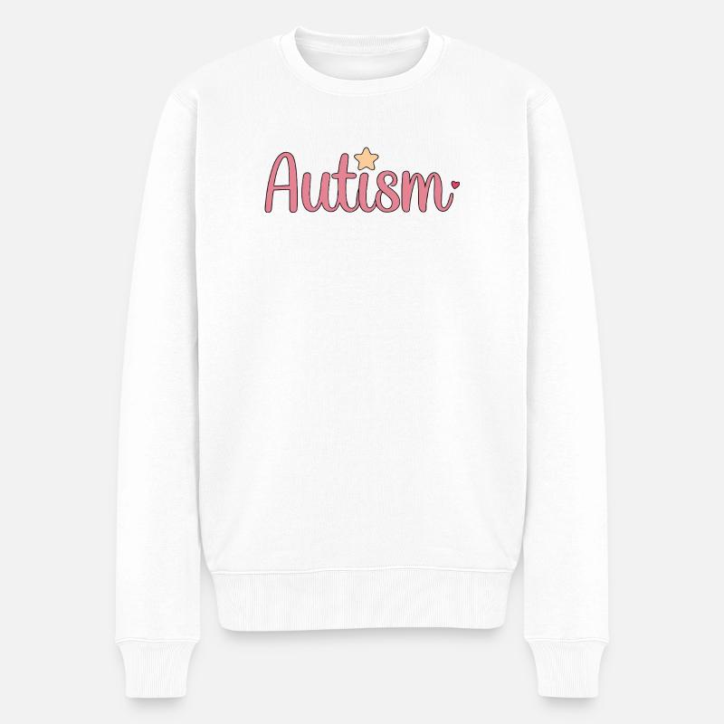 Rosa Autismus mit Stern - Männer Premium Bio Pullover - Weiß