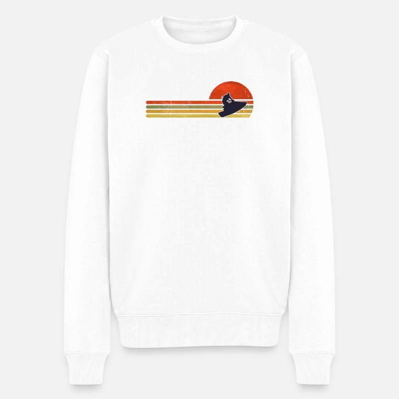 Retro Sunset Snowboard - Pull Premium bio Homme - blanc