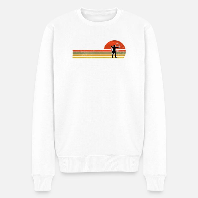 Silhouette rétro de Sunset Archer - Pull Premium bio Homme - blanc