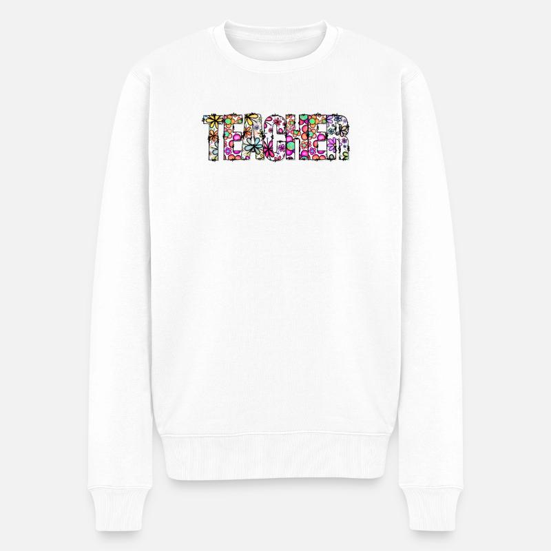 Floral Alphabet Bloom - Männer Premium Bio Pullover - Weiß