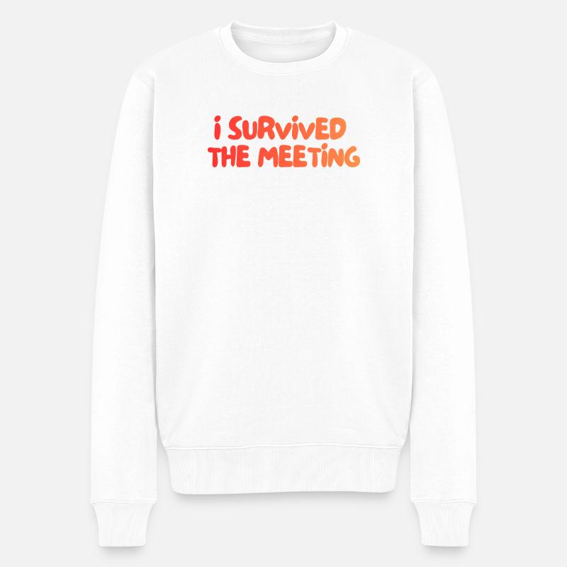 Ich habe das Treffen überlebt - Männer Premium Bio Pullover - Weiß