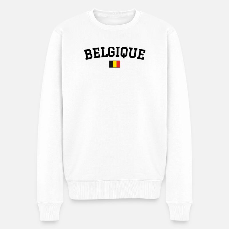 Drapeau Belge Noir - Pull Premium bio Homme - blanc