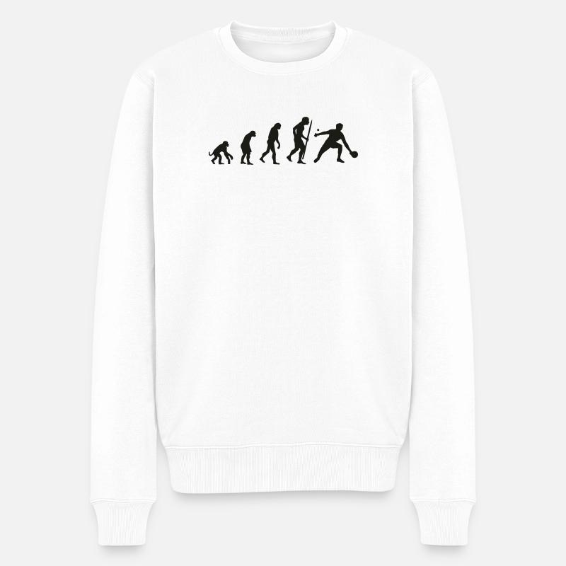 Evolution of Ping Pong / Tischtennis - Männer Premium Bio Pullover - Weiß