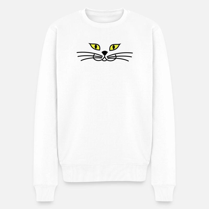 kitteh_face_green_eyes - Pull Premium bio Homme - blanc