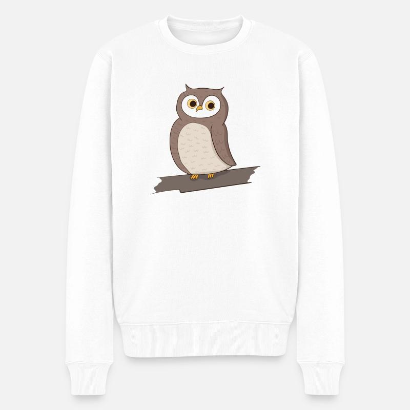 Hibou oiseau - Pull Premium bio Homme - blanc