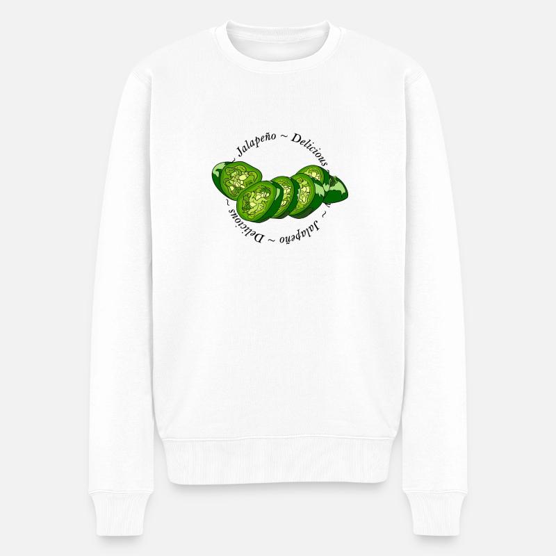 Jalapeno Slices Chili Chilli Pepper Spicy Scharf - Männer Premium Bio Pullover - Weiß