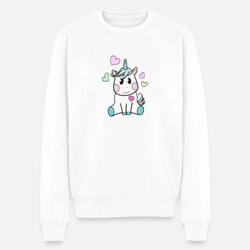 unicorn - Männer Premium Bio Pullover - Weiß