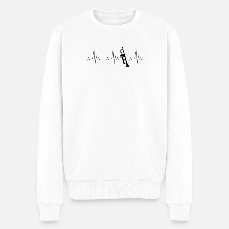 Trompete Heartbeat Frequenz Puls EKG - Männer Premium Bio Pullover - Weiß