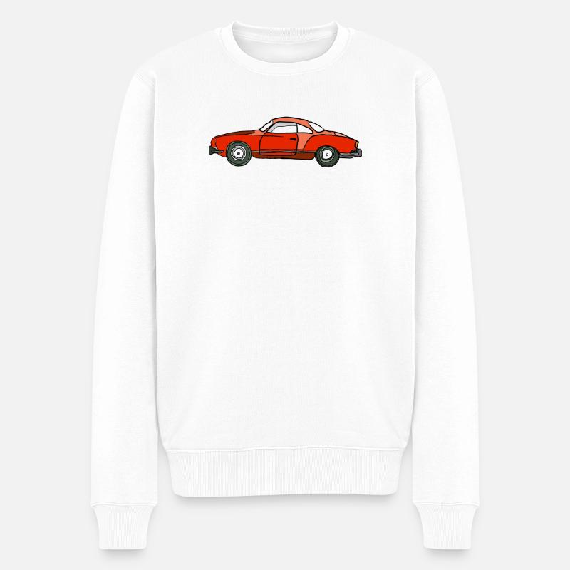 Roter Oldtimer Seitenansicht - Männer Premium Bio Pullover - Weiß