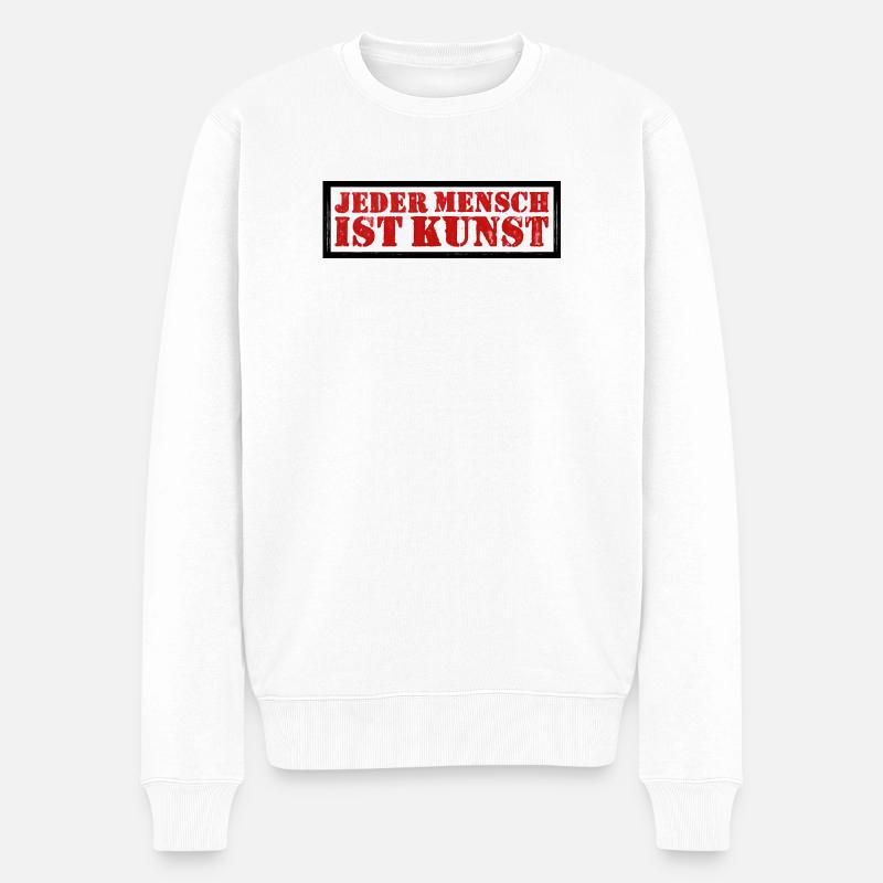 STEMPEL Jeder Mensch ist Kunst - Männer Premium Bio Pullover - Weiß