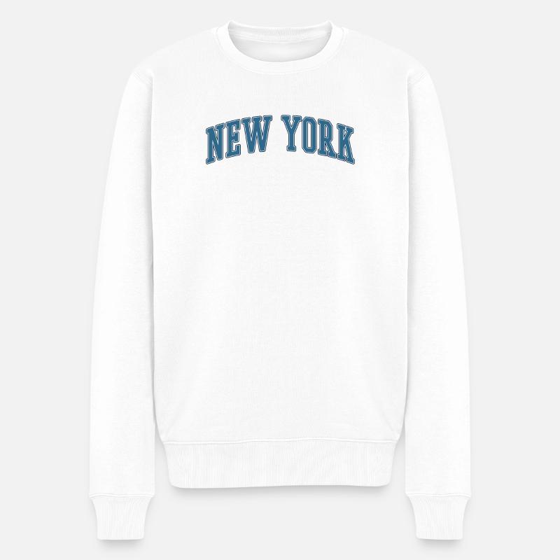 New York Arc-Schriftzug - Männer Premium Bio Pullover - Weiß