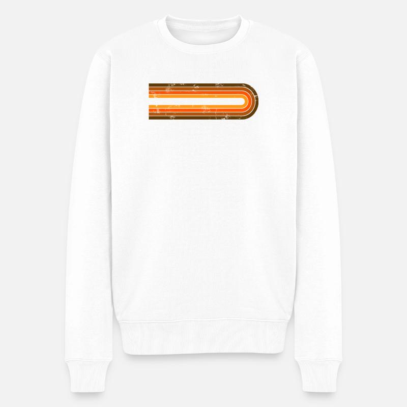 Retro Streifen - Männer Premium Bio Pullover - Weiß