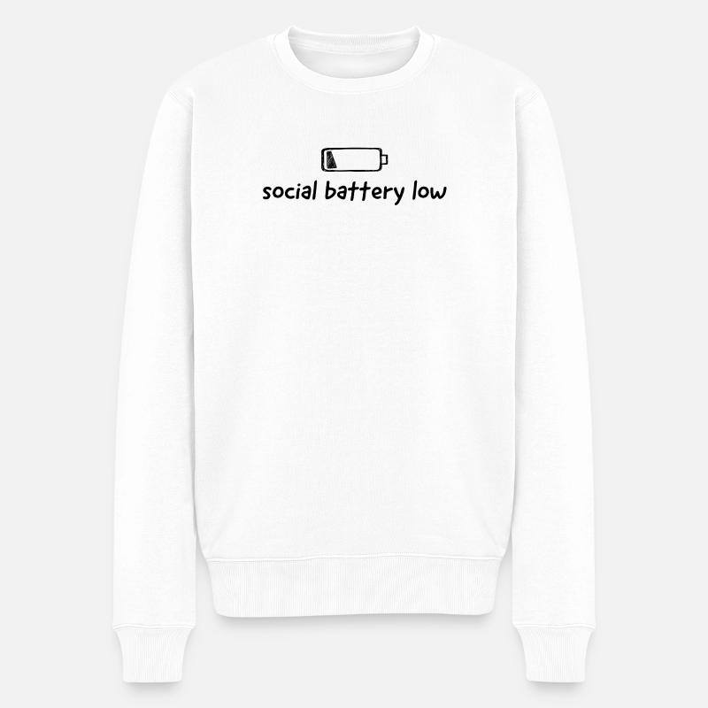 social battery low - Männer Premium Bio Pullover - Weiß