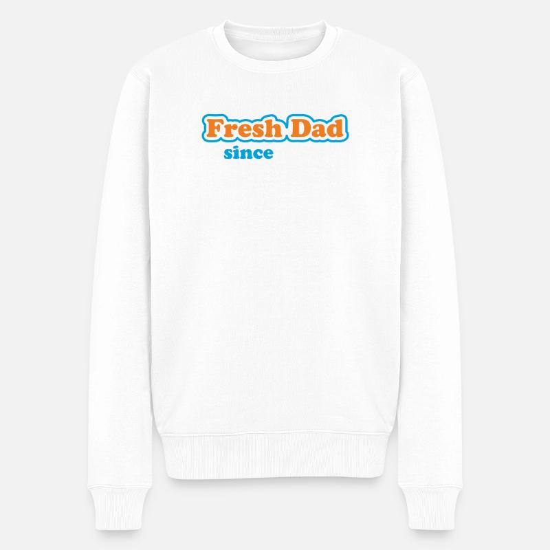 Fresh Dad Since – Buntes Statement - Männer Premium Bio Pullover - Weiß
