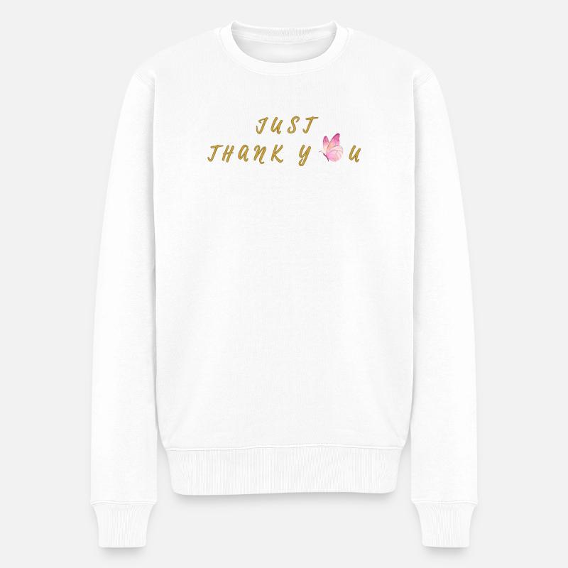 Danke Schmetterling Goldschrift - Männer Premium Bio Pullover - Weiß