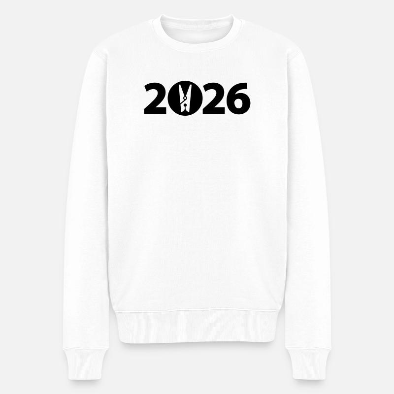 Wäscheklammer, Wäscherei 2026 - Männer Premium Bio Pullover - Weiß