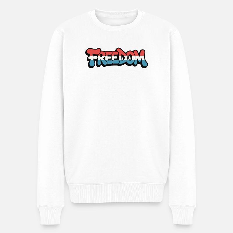 Freedom Typografie Statement Design - Männer Premium Bio Pullover - Weiß