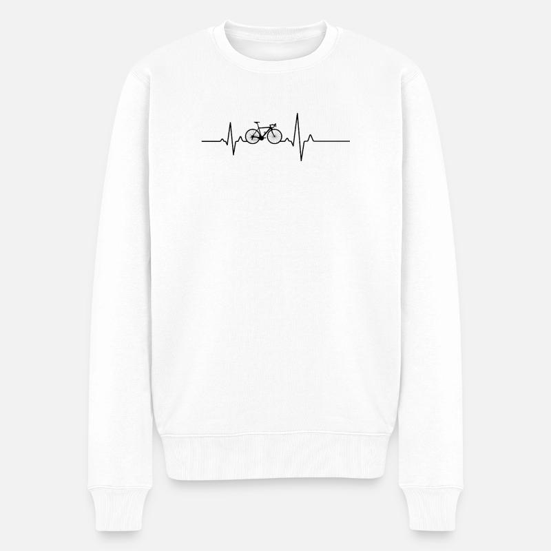 Fahrrad Herzschlag – EKG Radfahrer - Männer Premium Bio Pullover - Weiß