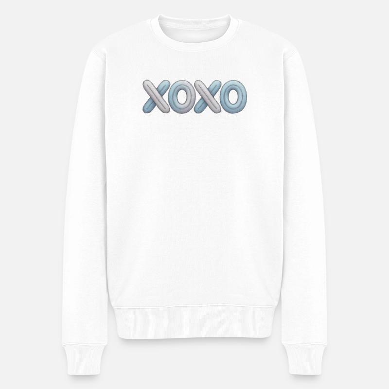Broderie patchwork XOXO - Pull Premium bio Homme - blanc