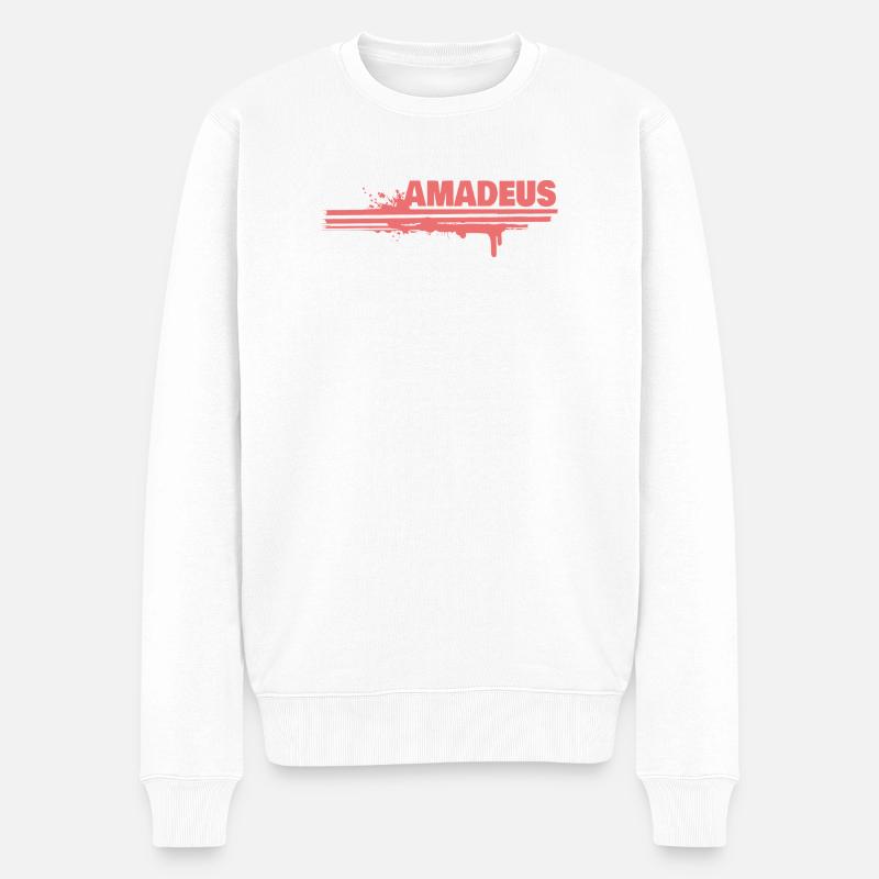 Amadeus Spritz-Schrift - Männer Premium Bio Pullover - Weiß