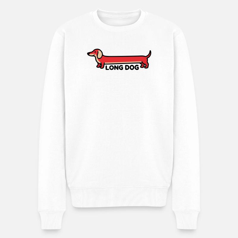 Dackel Long Dog Spruch Lustig - Männer Premium Bio Pullover - Weiß