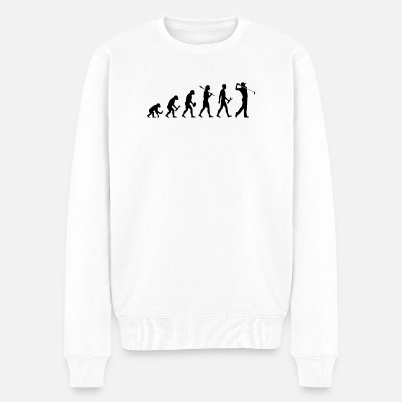 Evolution Golfspieler Golf - Männer Premium Bio Pullover - Weiß
