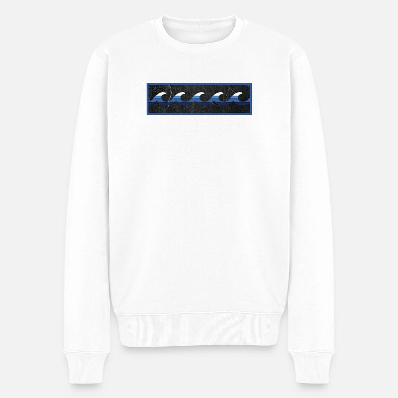 Logo Surfer Bleu - Pull Premium bio Homme - blanc