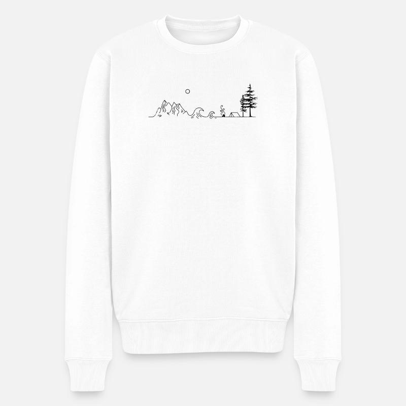 Bergwellen-Camping - Männer Premium Bio Pullover - Weiß