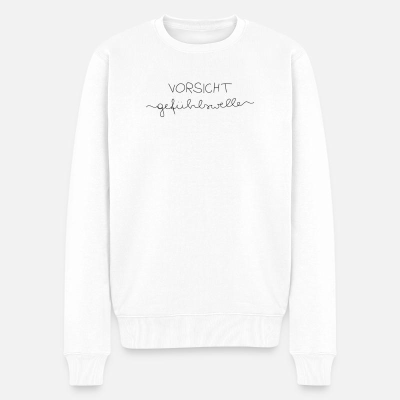 Vorsicht Gefühlswellen - Männer Premium Bio Pullover - Weiß