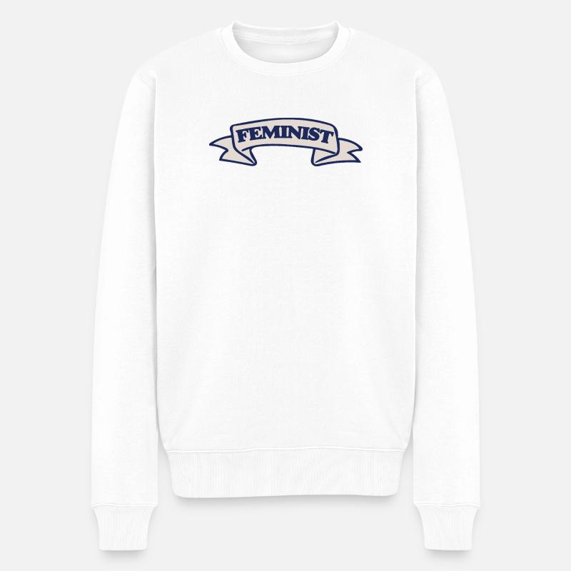 Conception féministe du ruban de blason - Pull Premium bio Homme - blanc